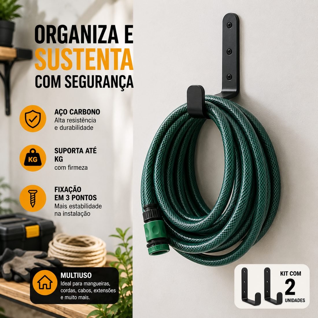 Suporte multiuso industrial em aço carbono